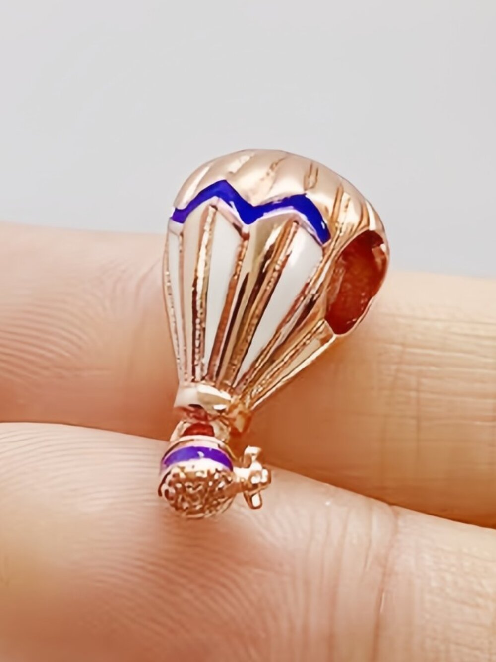 Pandora Blue Hot Air Balloon Travel Charm Rose Gold-Plated